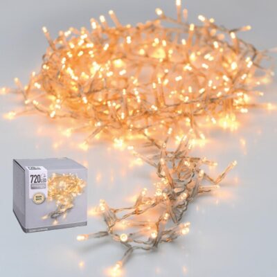 CHRISTMAS TREE LIGHTS LIGHT CHAIN 720 LED WARM WHITE TRANSPARENT WIRE