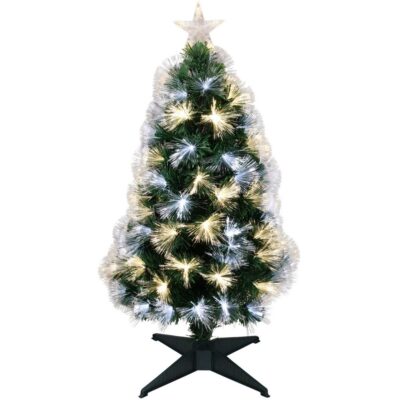 CHRISTMAS TREE DECORATIVE FIBER OPTIC WARM COLD WHITE 90CM