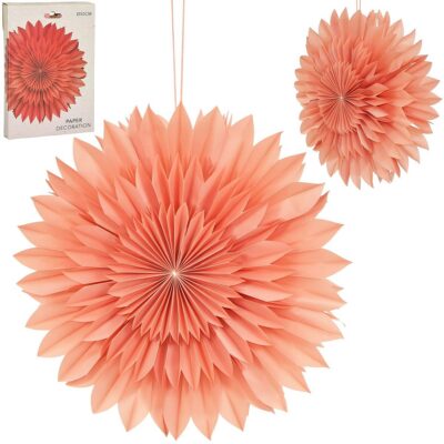DECORATIVE HANGING PAPER STAR 3D 50CM PINK