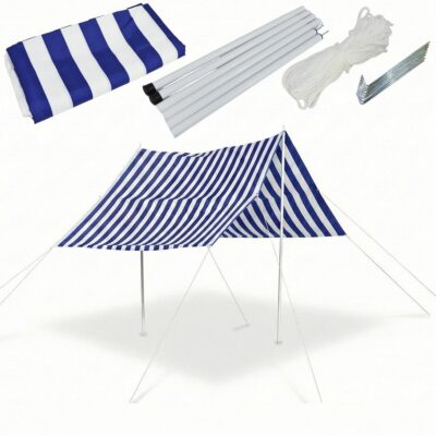 CANOPY SUNSHADE SAIL TENT WITH POLES 3X1.7M BLUE