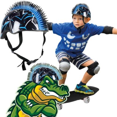 CHILDREN'S ADJUSTABLE BICYCLE HELMET NO FEAR MOHAWK R.(48-52CM) BLACK/ BLUE