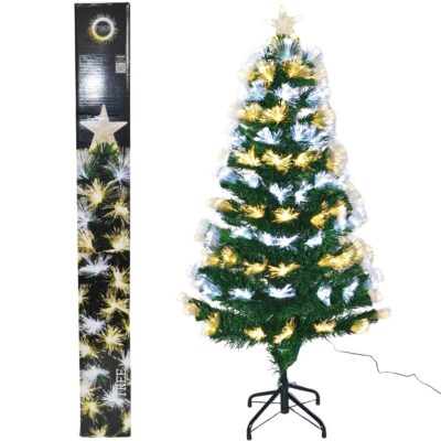CHRISTMAS TREE DECORATIVE FIBER OPTIC WARM COLD WHITE 120CM
