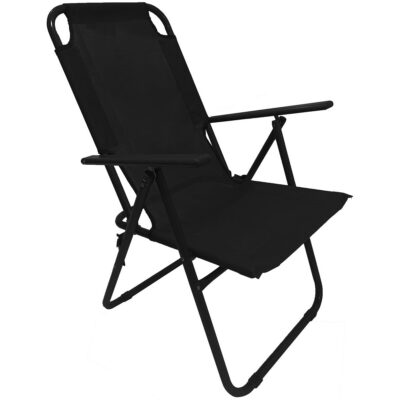 ТУРИСТИЧЕСКОЕ КРЕСЛО С ПОДЛОКОТНИКАМИ 61x66x65-108CM FOLDING CHAIR BLACK ENERO CAMP