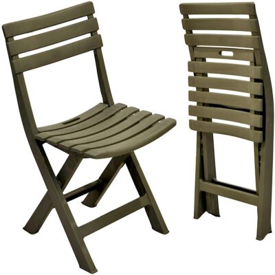 SET OF 4 PLASTIC FOLDING CATERING CHAIRS GREEN KOMODO