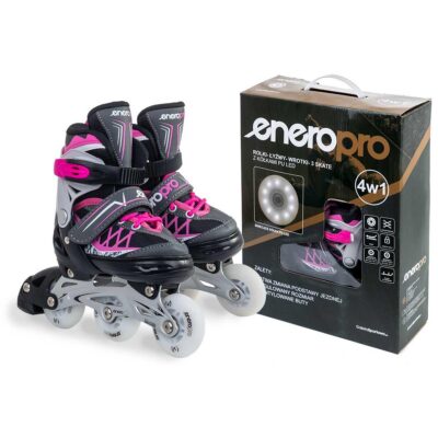 ROLLER-SKATES-SKATES 4-IN-1 ENERO PRO LED 26-29 PINK-GREY