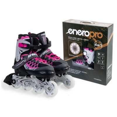 ROLLER-SKATES-SKATES 4-IN-1 ENERO PRO LED 34-37 PINK-GREY