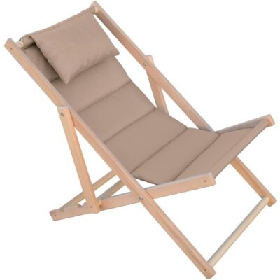 WOODEN RECLINER CLASSIC SOFT WITH HEADREST TAUPE