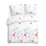 Blank white bed mock up, top view isolated on white background.