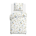 Blank white bed mock up, top view isolated on white background.