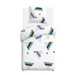 Blank white bed mock up, top view isolated on white background.