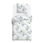 Blank white bed mock up, top view isolated on white background.