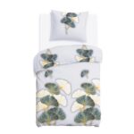 Blank white bed mock up, top view isolated on white background.