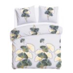 Blank white bed mock up, top view isolated on white background.