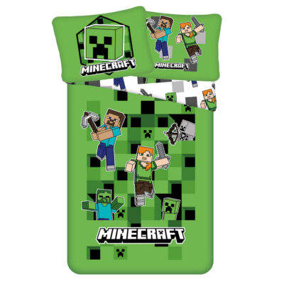 Microfiber bedding 140x200+1p70x90 Minecraft green