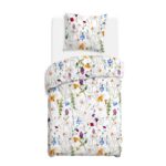 Blank white bed mock up, top view isolated on white background.