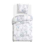 Blank white bed mock up, top view isolated on white background.