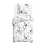 Blank white bed mock up, top view isolated on white background.