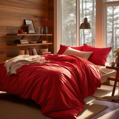 Cotton satin bedding RED 029/160x200