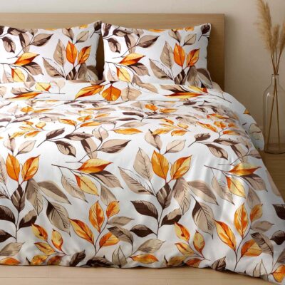 Постельное белье из хлопкового сатина LEAVES/200x220 EXCLUSIVE