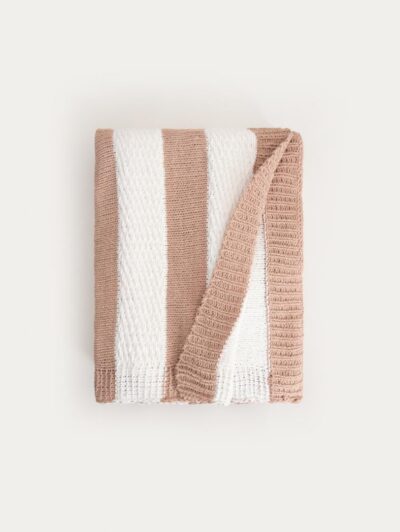 Одеяло RUDENS из шенилла с бежевыми полосками, 130x170 см