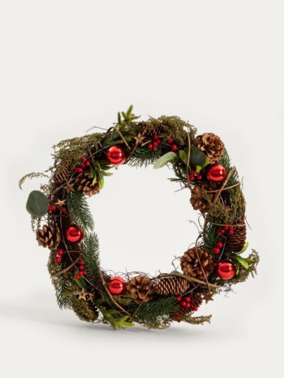 Wreath | ARLO | with pinecones and red balls | 42 cm | 757938