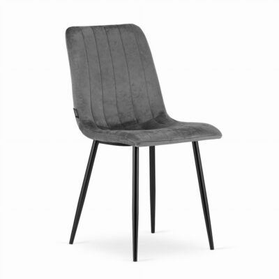 Upholstered chair, 4 pieces - dark gray velvet