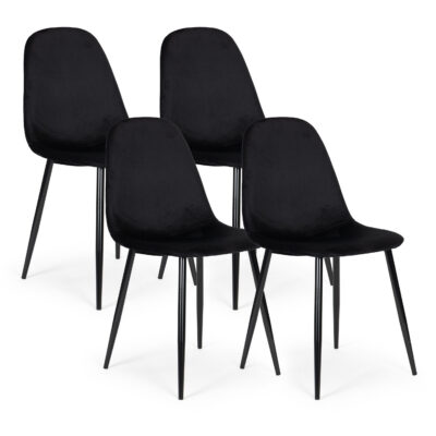 Set of 4 Velvet Chairs for Dining and Living Room Black ModernHome