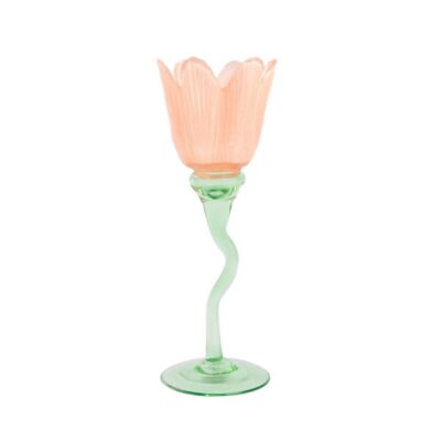 Candle holder | DALY | glass flower | 23.5x8.5 cm | 728327