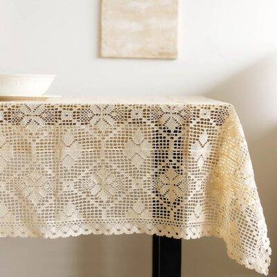 Скатерть | CROCHET | вязание крючком бежевый | 130x170 см | 887289