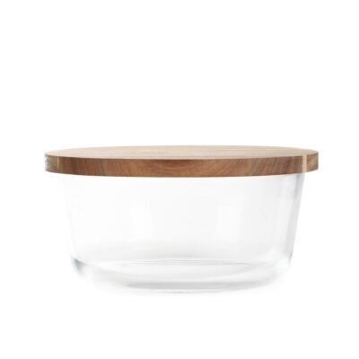 MAIRA glass container with wooden lid S | 19x10 cm | 890968