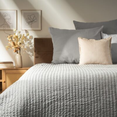 Quilted grey striped bedspread | BRISTLES | 200x220 cm | 715693
