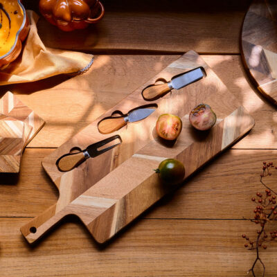 Сервировочная доска | NEVADO | с 3 ножами | 48x20 см | 718281