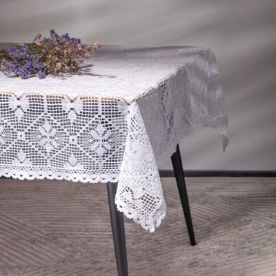 Скатерть | CROCHET | вязаная крючком белая | 130x170 см | 734298