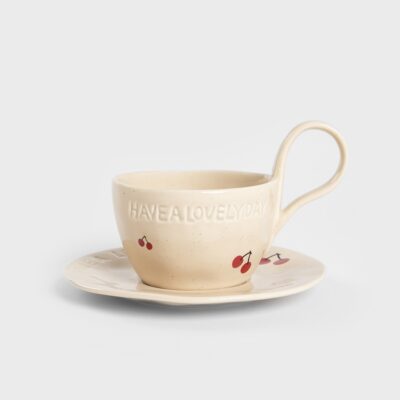 Cup | ISERNIA | with saucer in cherry design | 0.2 l | 740367