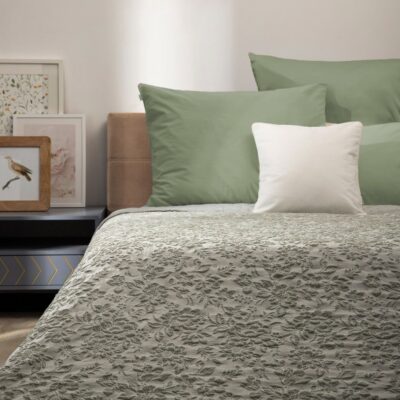 Gultas pārklājs | CLARO | žakarda ziedu raksts pistācijas | 200x220 cm | 745614