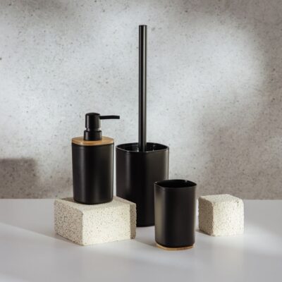 Bathroom set | SALTI | black dispenser, cup and toilet brush | | 747229