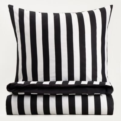 RAYAS | Mikrošķiedras gultasveļa ar melnām un baltām svītrām | 160x200 + 2*70x80 cm | 755781