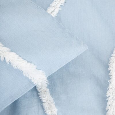 Bedding | DELIA | cotton blue with wave-shaped stitching | 160x200 + 2*50x60 cm | 768163