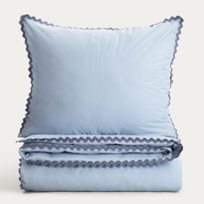 Bedding | VELA | cotton with decorative piping blue | 220x200 + 2*70x80 cm | 768347