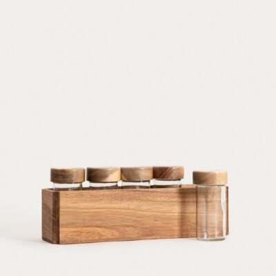 Set of spice containers | MOOKA | in acacia organiser | 6 el. | 769870