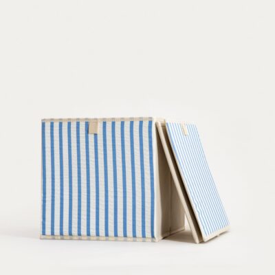 Storage boxes | LINETA | in blue stripes | 2 pcs. / 30x30x30 cm | 774362