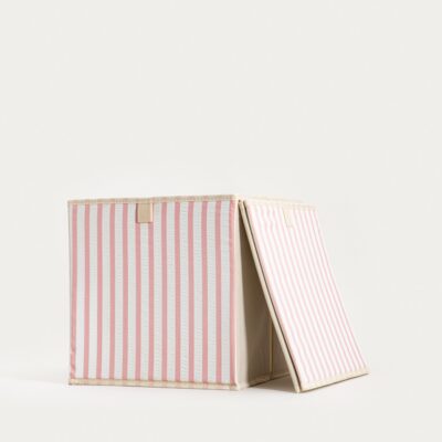 Storage boxes | LINETA | in pink stripes | 2 pcs. / 30x30x30 cm | 774379