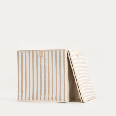 Storage boxes | LINETA | in beige stripes | 2 pcs. / 30x30x30 cm | 774386