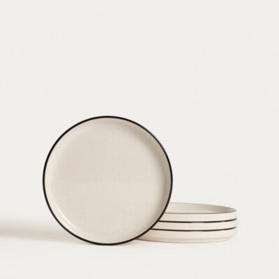 Zestaw talerzy | AZRA | deserowych z czarnym rantem | 4 szt | 778278