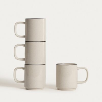 Zestaw kubków | AZRA | z czarnym rantem | 4 szt | 778285