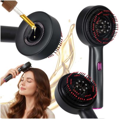 Массажная щетка массажер кожи головы масло аппликатор USB черный