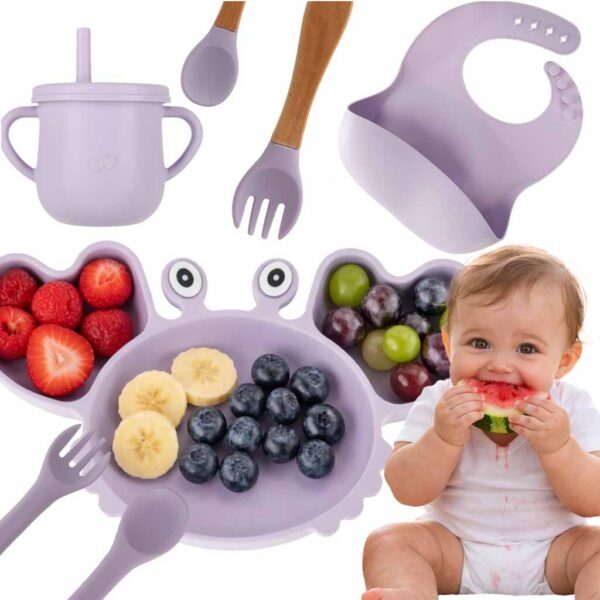 Naczynia-silikonowe-dla-dzieci-niemowlat-krab-zestaw-9-elementow-fioletowy-184223 Naczynia-silikonowe-dla-dzieci-niemowlat-krab-zestaw-9-elementow-fioletowy-184223