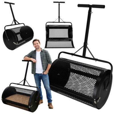 LUARO lawn fertilizer compost spreader mesh roller garden seeder