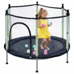 Trampolina-do-domu-ogrodu-dla-dzieci-siatka-pilki-140cm-55inch-zielona-183846
