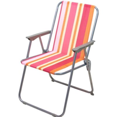 TOURIST CHAIR WITH ARMRESTS FOLDING ORANGE STRIPES REDCLIFFS